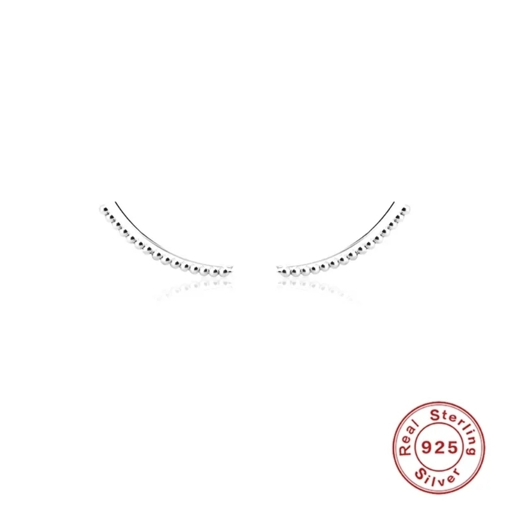 NEW Silver Round Bead Ear Climbers‎ | 18kgp S925